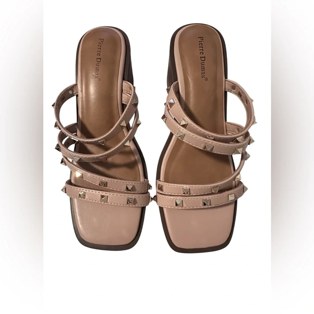 Pierre Dumas Blush Studded‎ Sandals with 2in Heel NWOT Size 8 Preppy HOCO